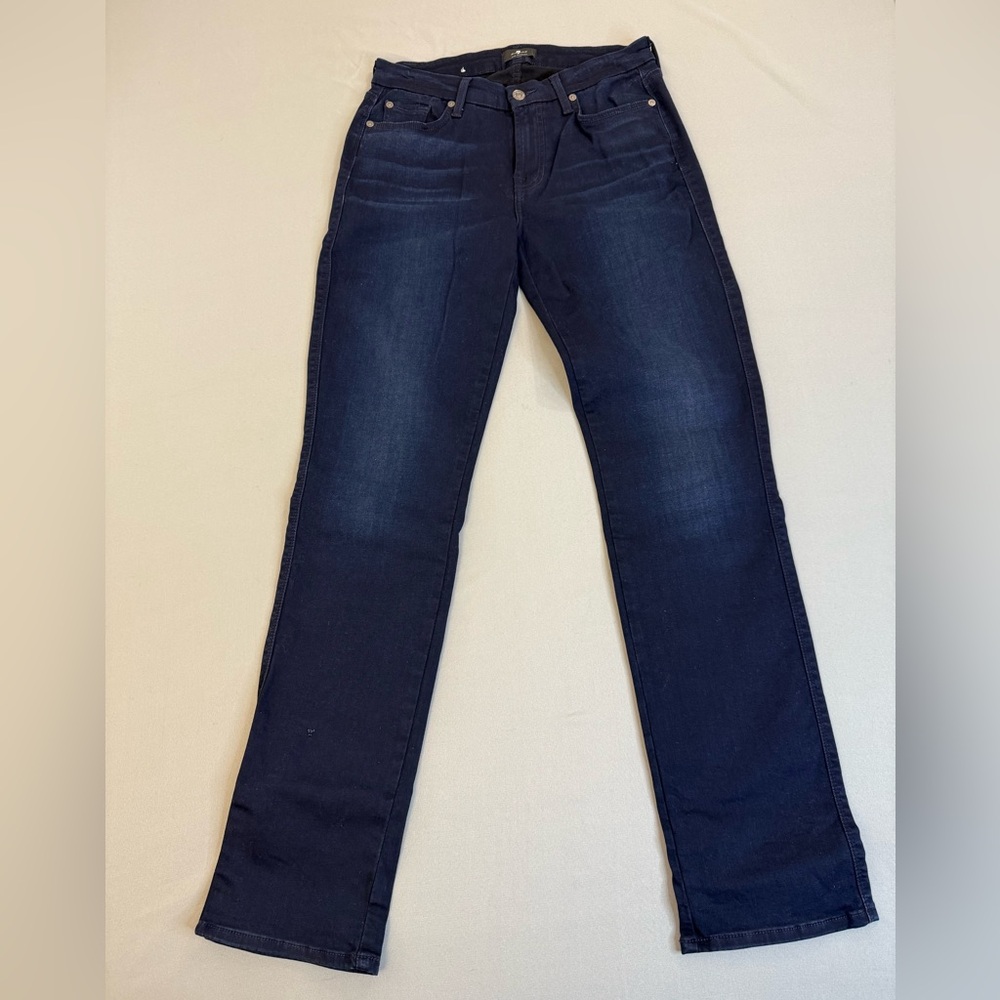 7 For All Mankind Kimmie Jeans Straight Leg 29 Mid Rise Women's Dark Wash